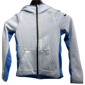 Nike Boys Dri-FIT Full Zip Hoodie Blue White Striped Jacket Size Large 12-13 YRS